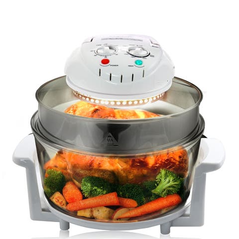 Multipurpose Countertop 14.25 Inch Halogen Oven Air Fryer/Rotisserie/Roaster in White