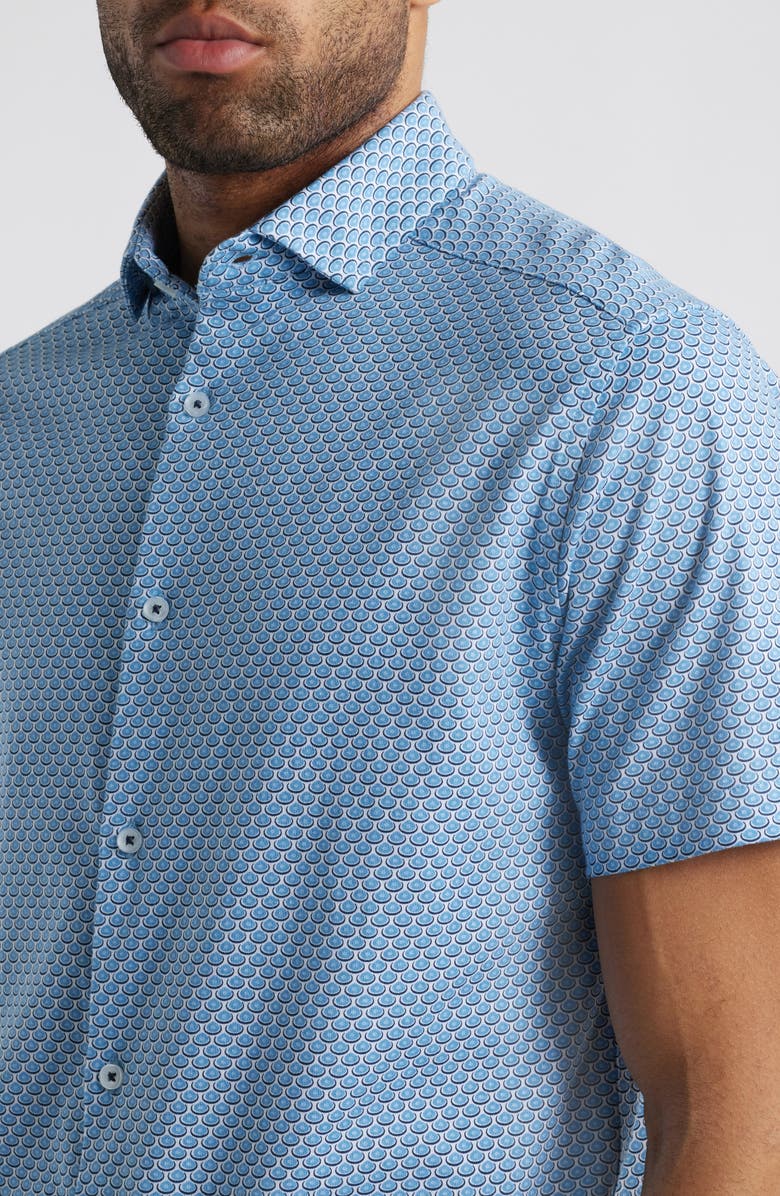 Stone Rose Oval Geo Performance Short Sleeve Button-Up Shirt, Alternate, color, 