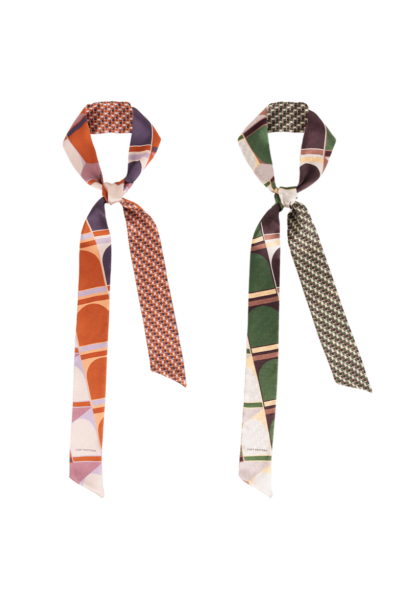MODULAR SILK SKINNY SCARF, Alternate, color, Orange