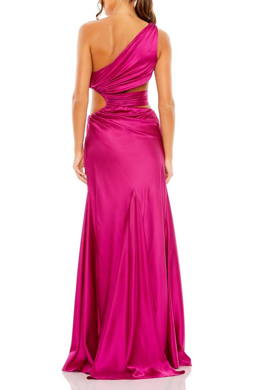 MAC DUGGAL MAC DUGGAL CUT OUT ONE SHOULDER SATIN GOWN