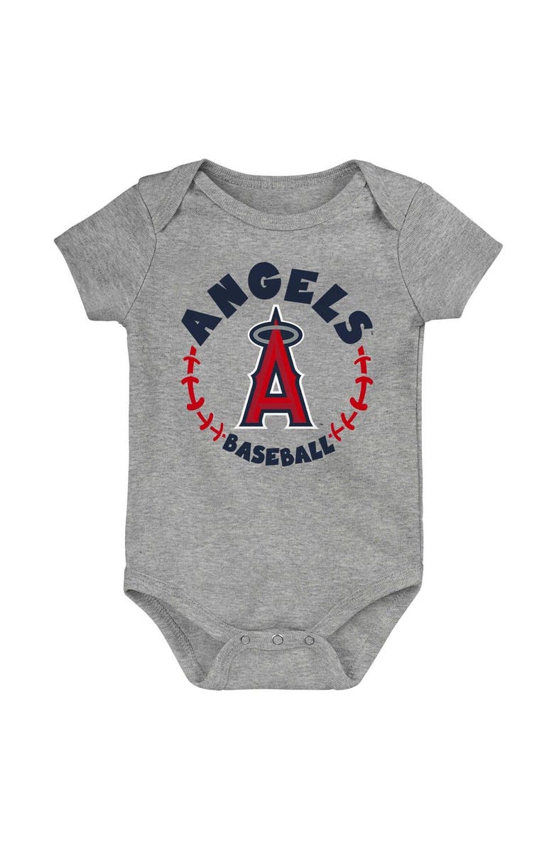 Outerstuff Infant Navy/White/Heather Gray Los Angeles Angels Biggest Little Fan 3-Pack Bodysuit Set, Alternate, color, Navy
