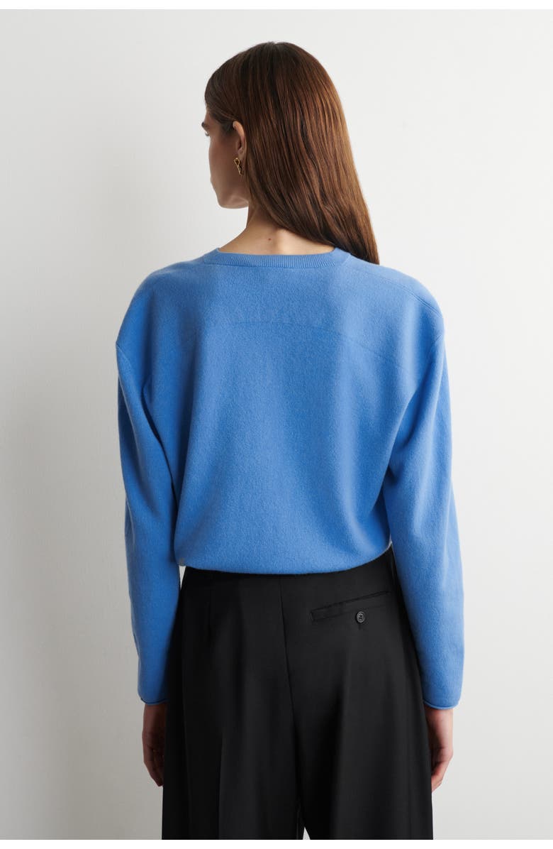 COS Merino Wool V-neck Jumper, Alternate, color, Blue