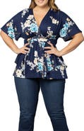 Kiyonna Encore Print Faux Wrap Top