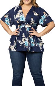 Kiyonna Encore Print Faux Wrap Top