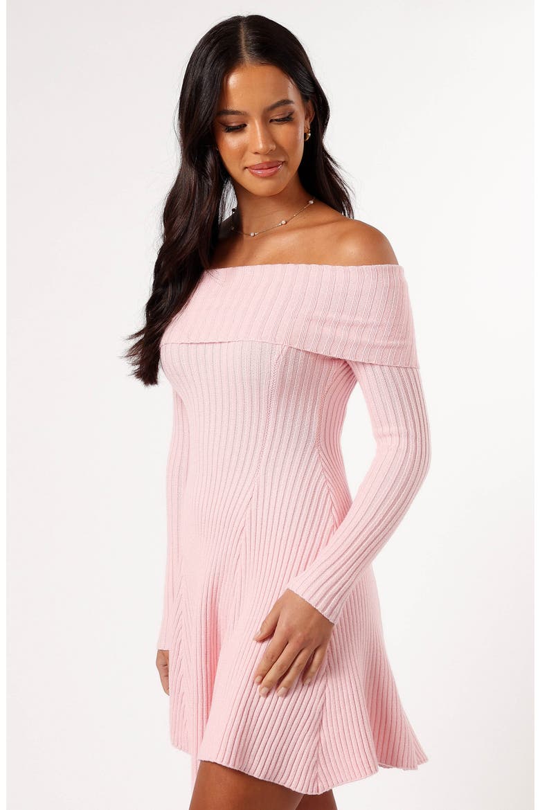Francisco Off the Shoulder Long Sleeve Sweater Dress, Alternate, color, PINK