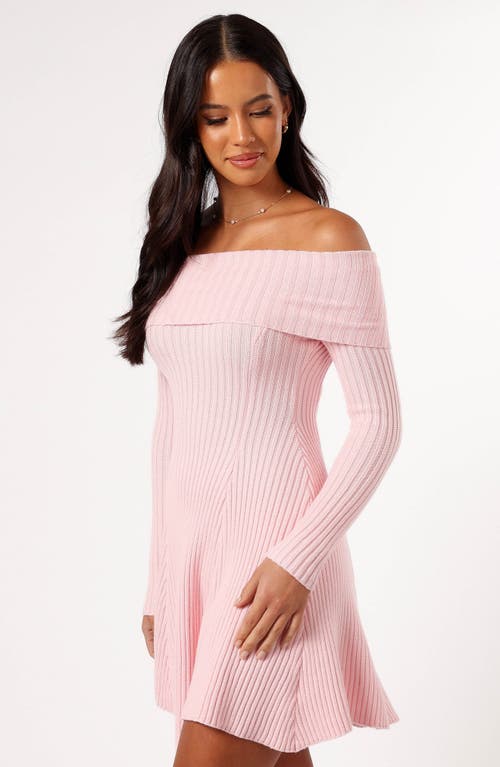Petal And Pup Petal & Pup Francisco Off The Shoulder Long Sleeve Sweater Dress In Pink