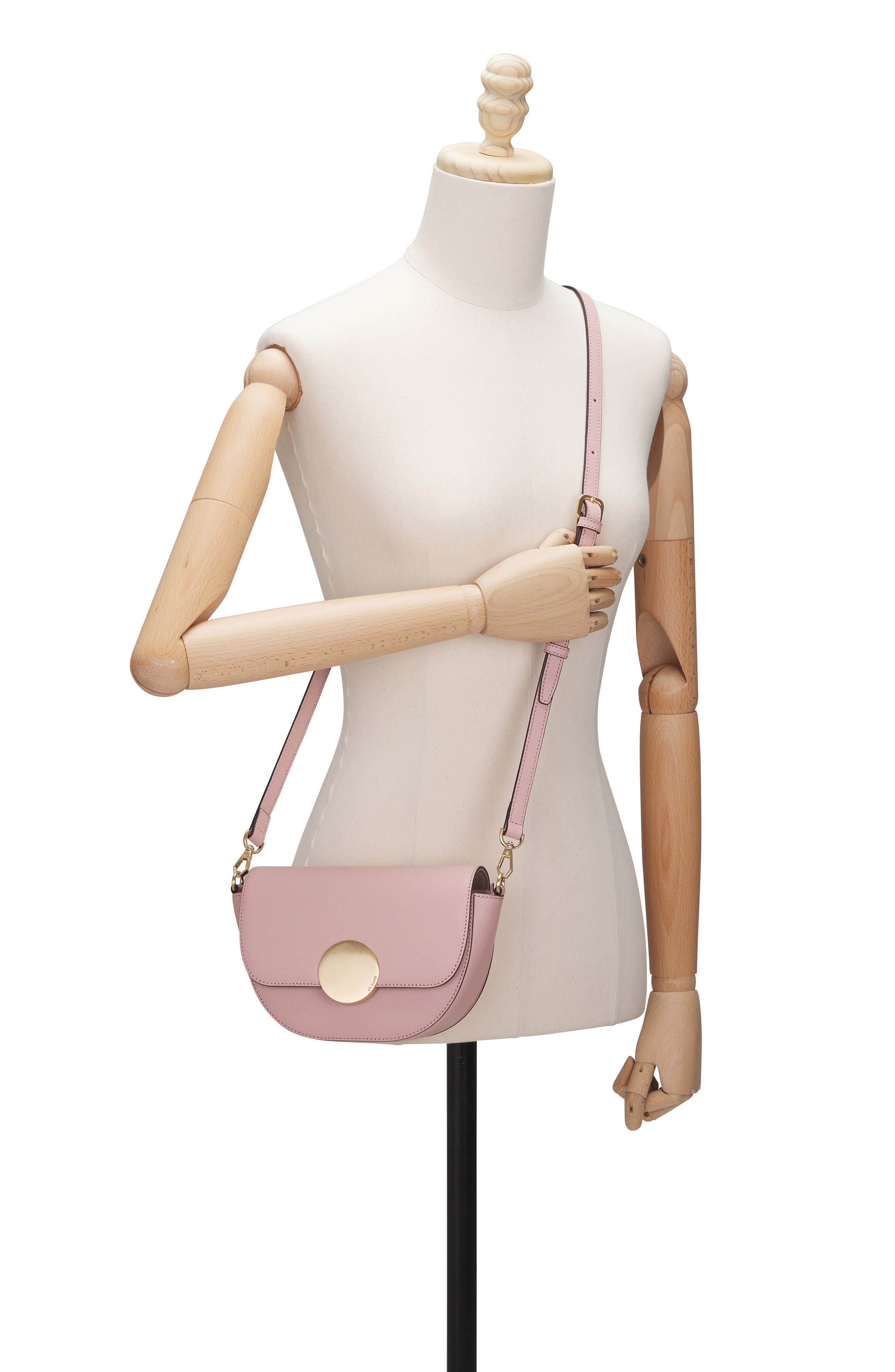 Lottie Leather Saddle Crossbody Bag, Alternate, color, VINTAGE PINK
