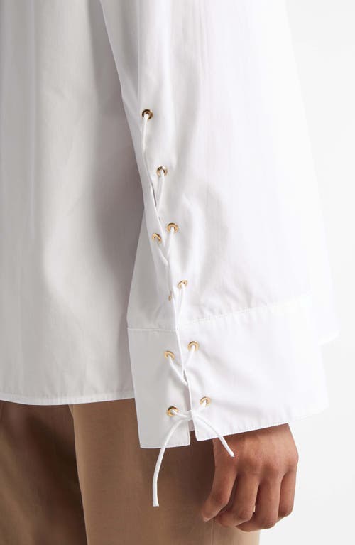 Max Mara Marte Lace Inset Button-up Shirt In Optical White