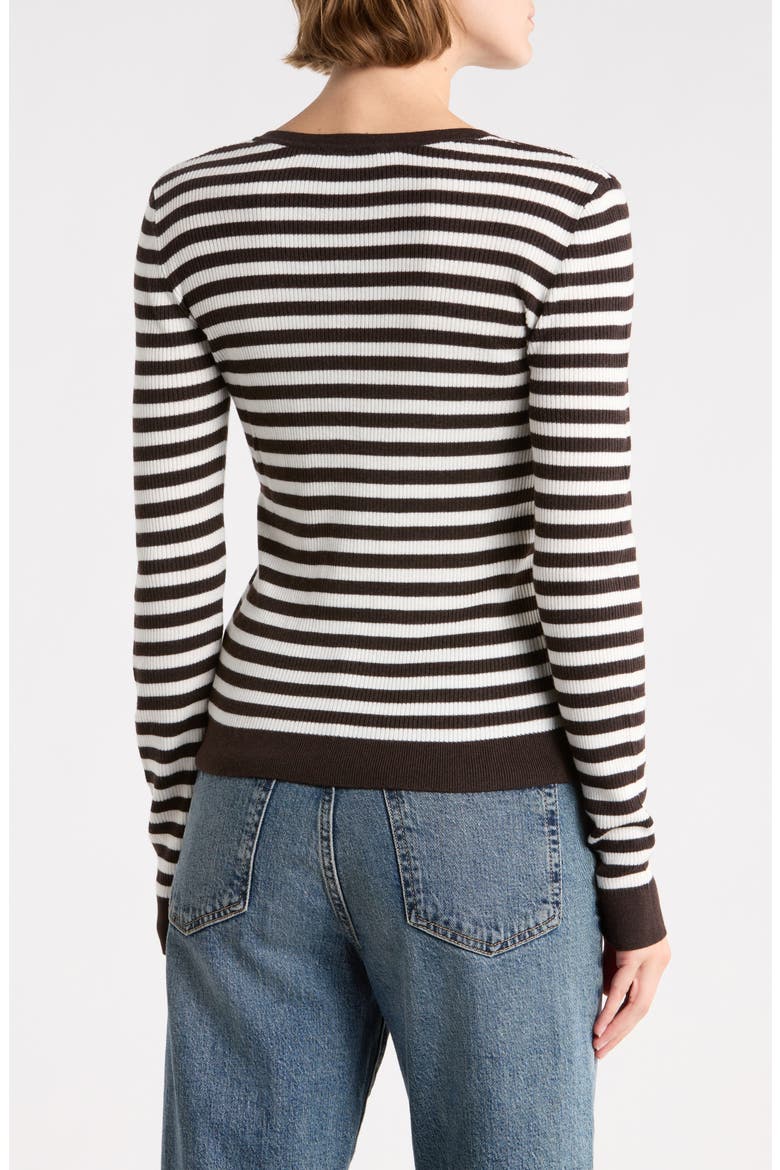 Striped Long Sleeve Henley Sweater, Alternate, color, BROWN STRIPE