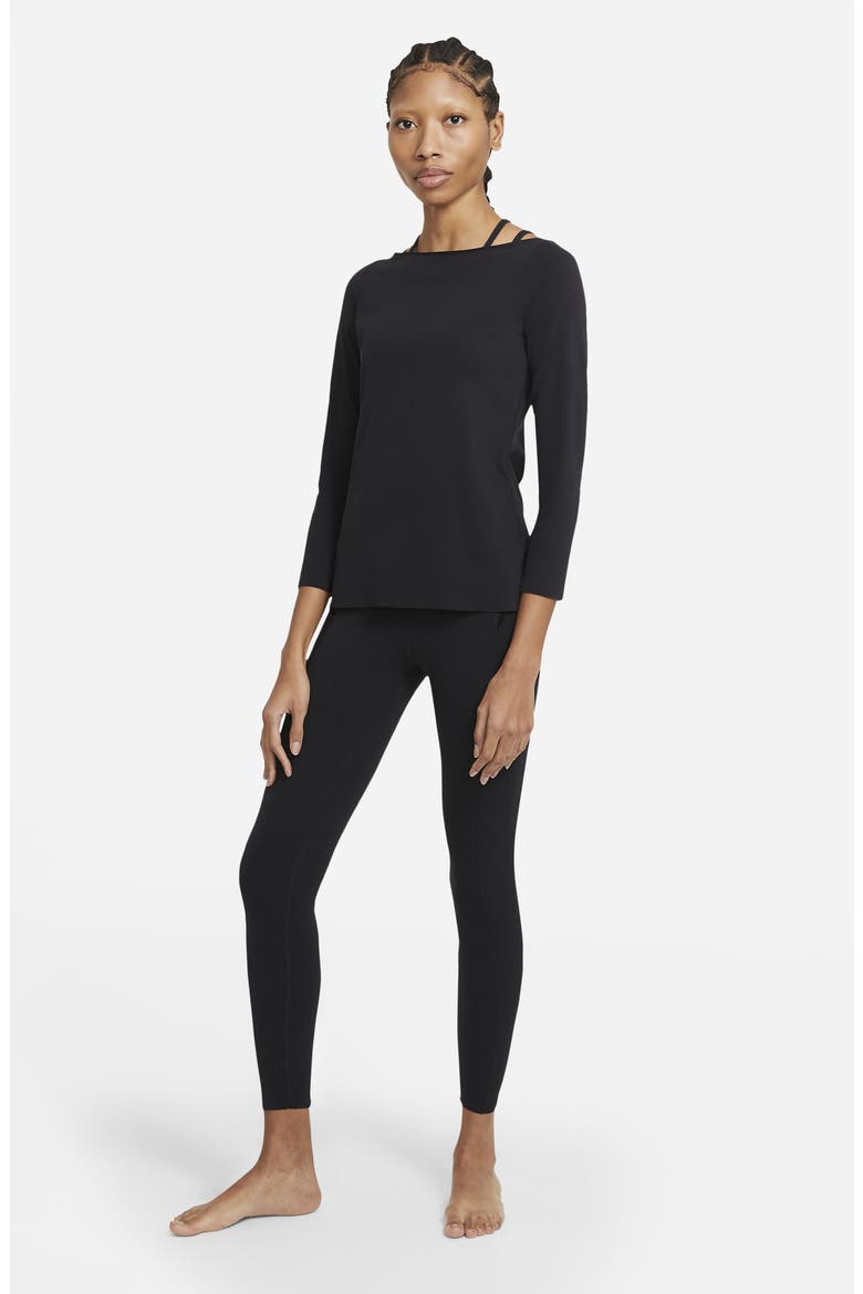 Yoga Luxe Long Sleeve Top, Alternate, color, BLACK/ DARK SMOKE GREY