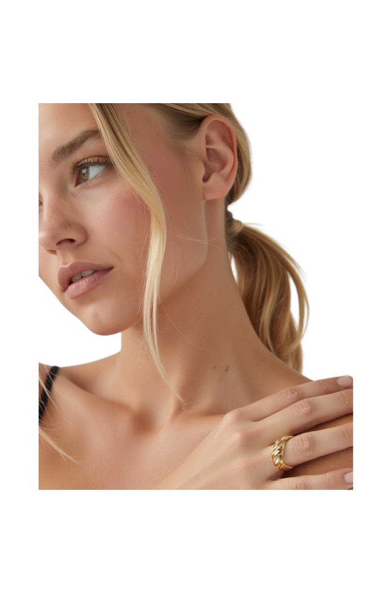 AKALIA Waterproof 18K Gold-Plated Croissant Ring, Main, color, Gold
