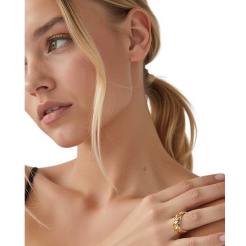 Waterproof 18K Gold-Plated Croissant Ring