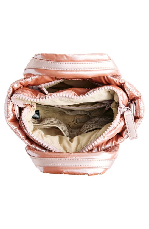 Veecollective Mini Porter Water Resistant Quilted Recycled Nylon Tote In Gin Fizz Metallic