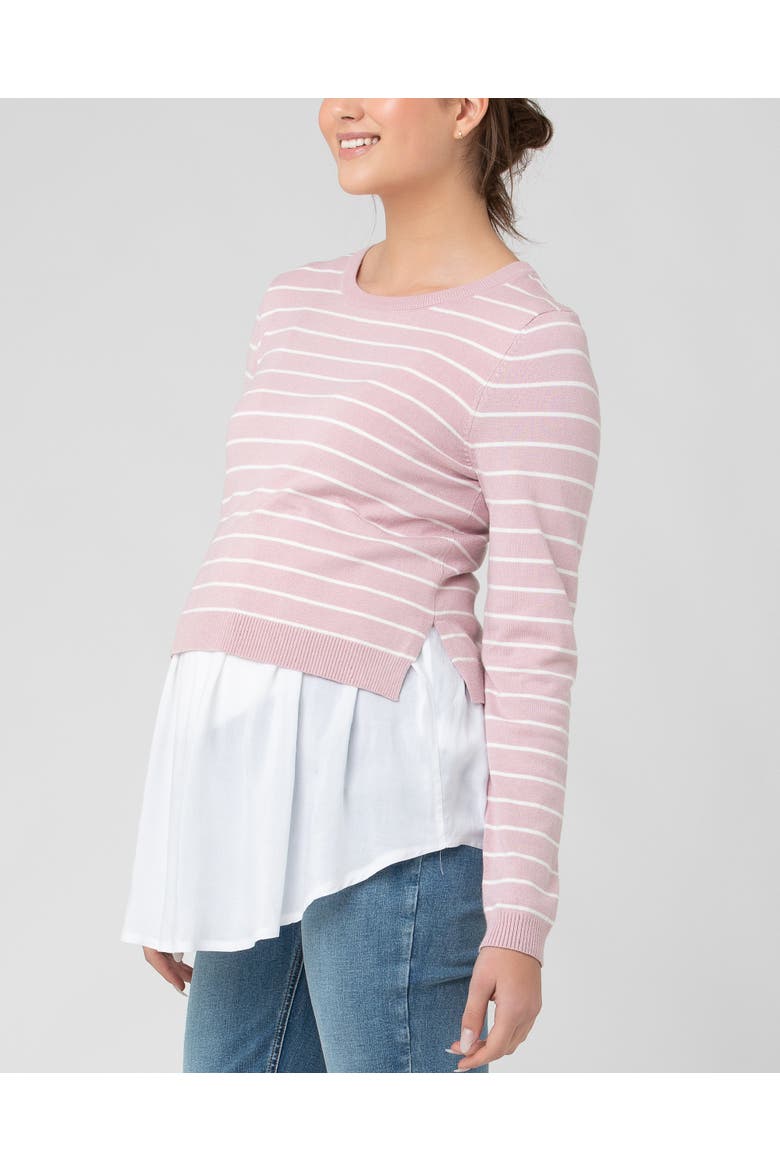 Sia Nursing Knit Dusty Pink / White, Alternate, color, Dusty Pink / White