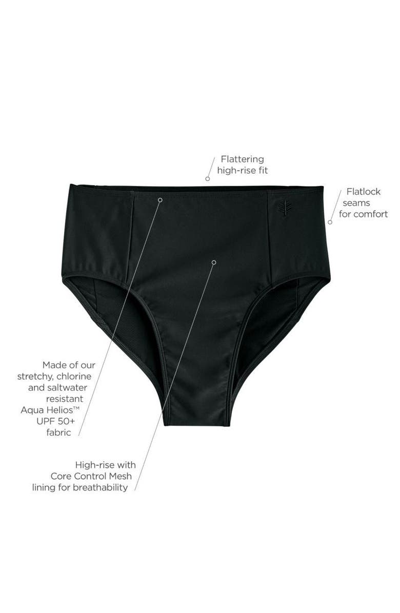 Coolibar Women's High-Rise Swim Bottoms - UPF 50+ Sun Protection - Medley, Main, color, Black