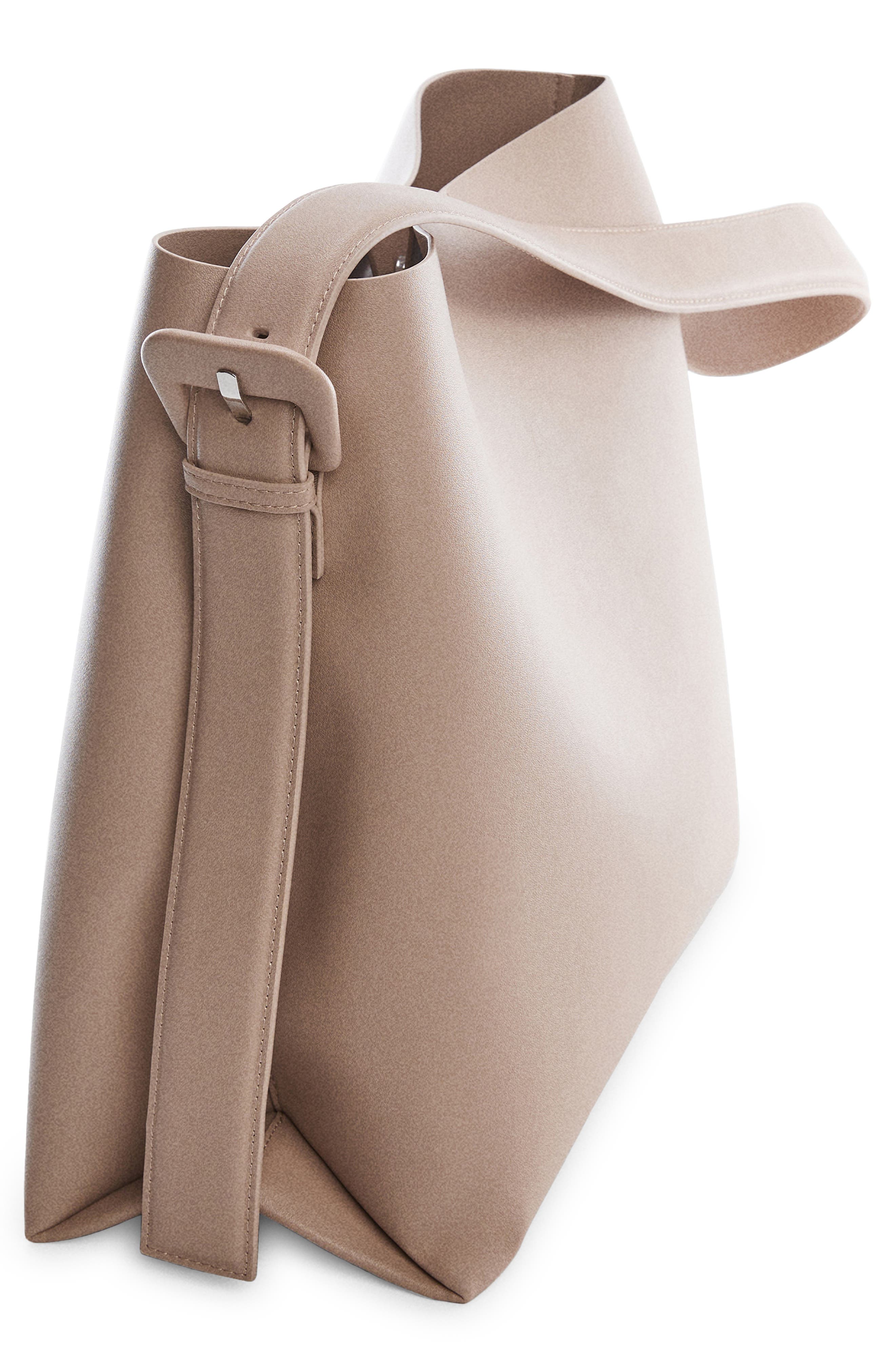 MANGO Faux Leather Shopper Bag with Buckle Detail, Alternate, color, 