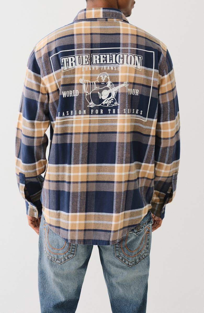 True Religion Brushed Plaid Flannel Shirt Jacket, Alternate, color, 