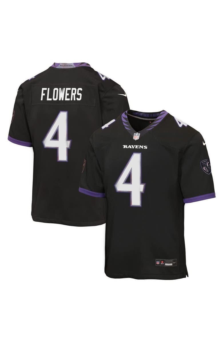 Nike Youth Nike Zay Flowers Black Baltimore Ravens Alternate Game Jersey, Main, color, Black