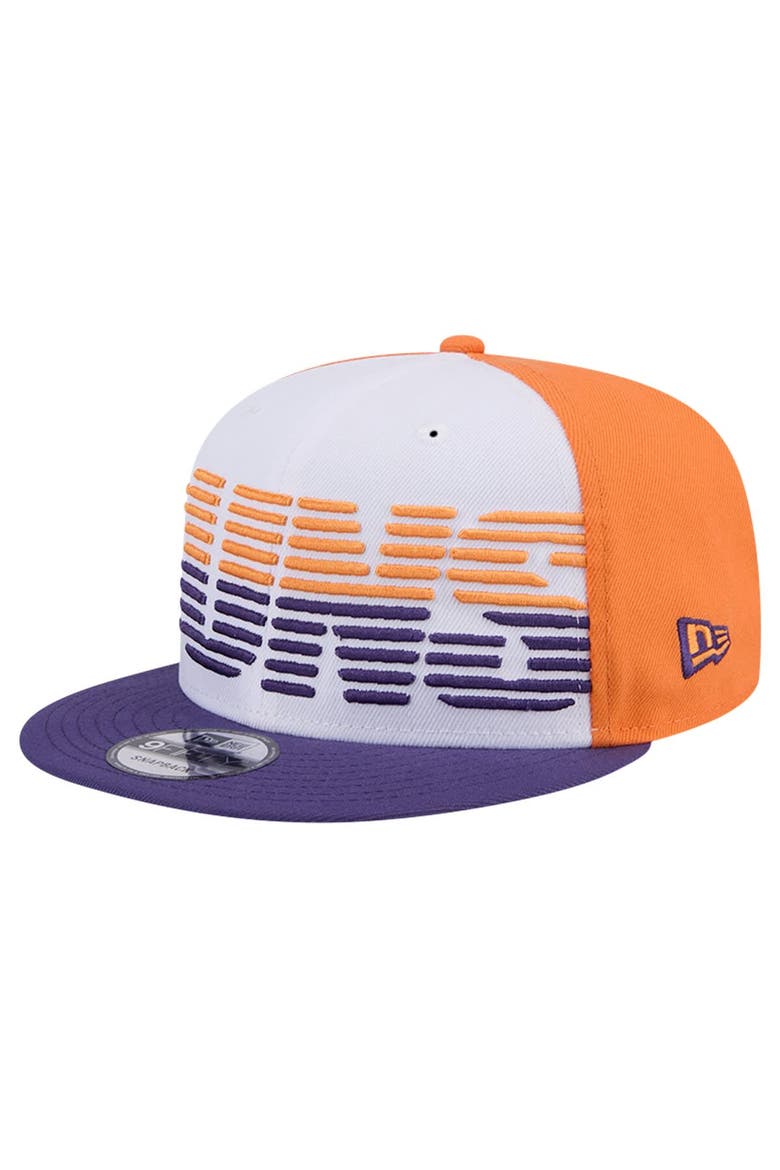 Men's New Era White/Purple Phoenix Suns Throwback Gradient Tech Font 9FIFTY Snapback Hat, Alternate, color, White