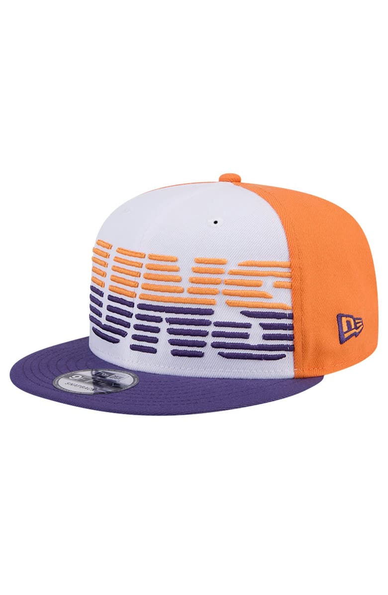 New Era Men's New Era White/Purple Phoenix Suns Throwback Gradient Tech Font 9FIFTY Snapback Hat, Alternate, color, White