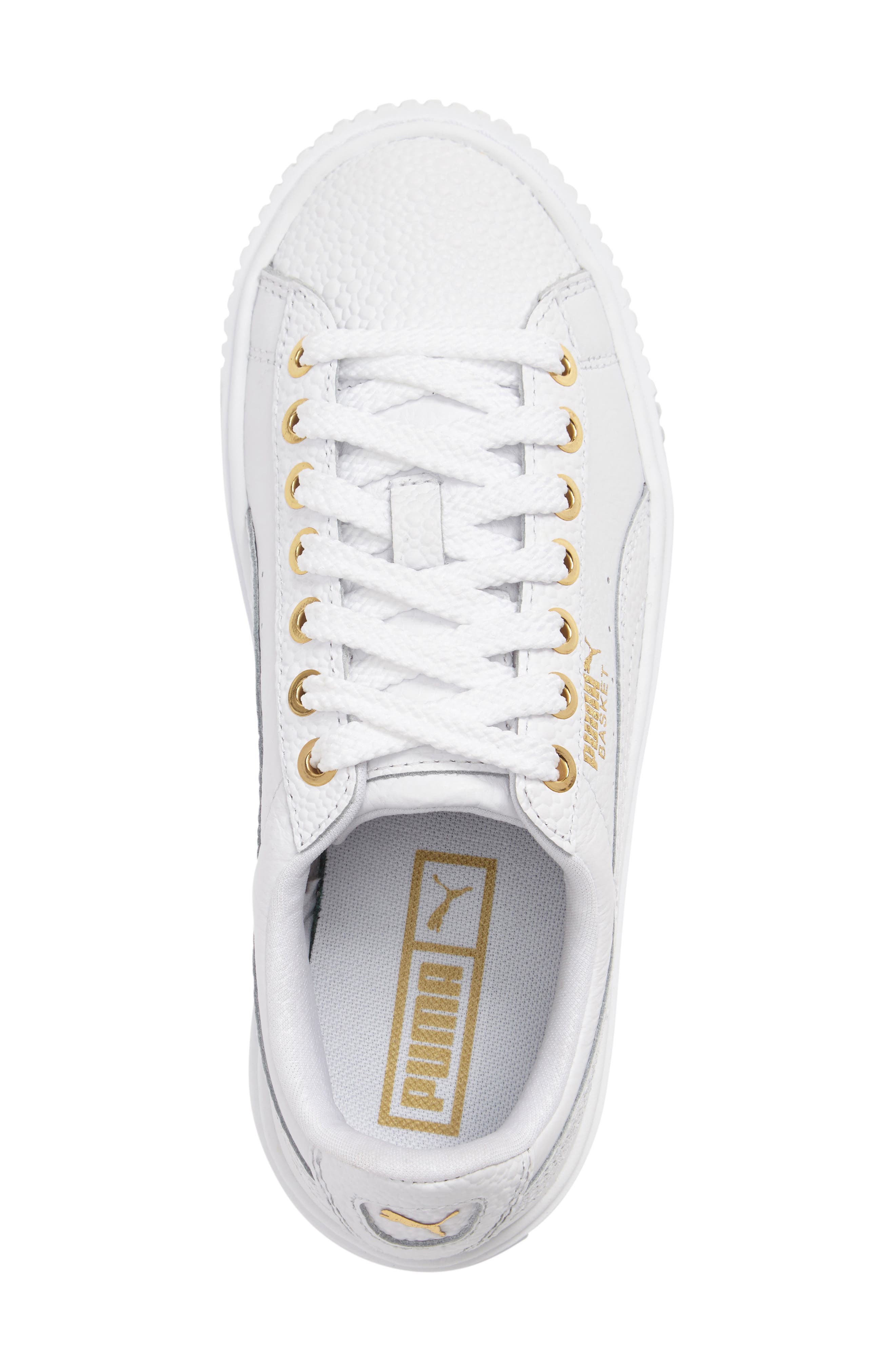 Basket Platform Sneaker, Alternate, color, WHITE/ TEAM GOLD
