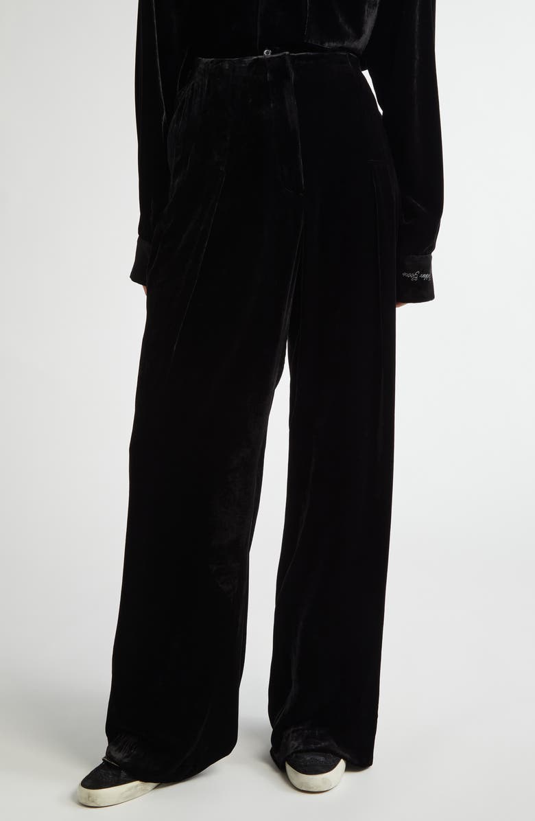 Golden Goose Journey Velvet Wide Leg Pants, Main, color, Black