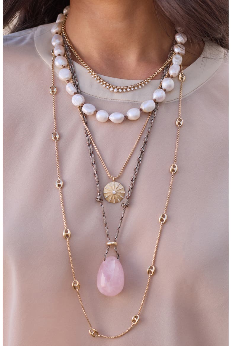 Double Knotted Baroque Pearl Necklace, Alternate, color, 14K YELLOW GOLD / WHITE PEARL