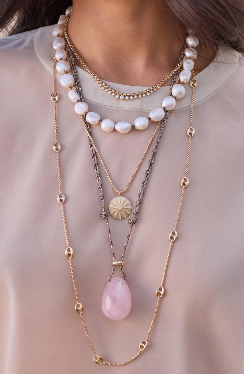 Zoë Chicco Double Knotted Baroque Pearl Necklace, Alternate, color, 14K Yellow Gold / White Pearl