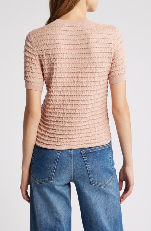 Frame Smocked Short-sleeve Sweater Top In Pink