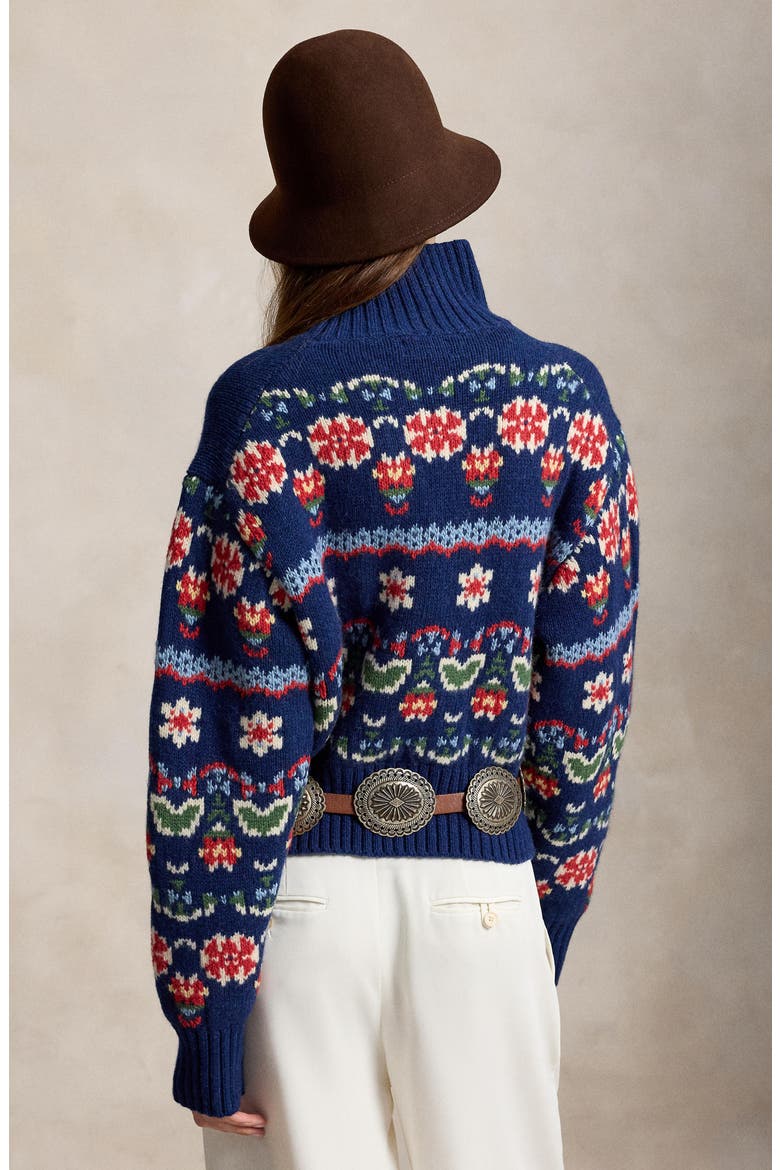 Fair Isle Mock Neck Sweater, Alternate, color, BLUE MU