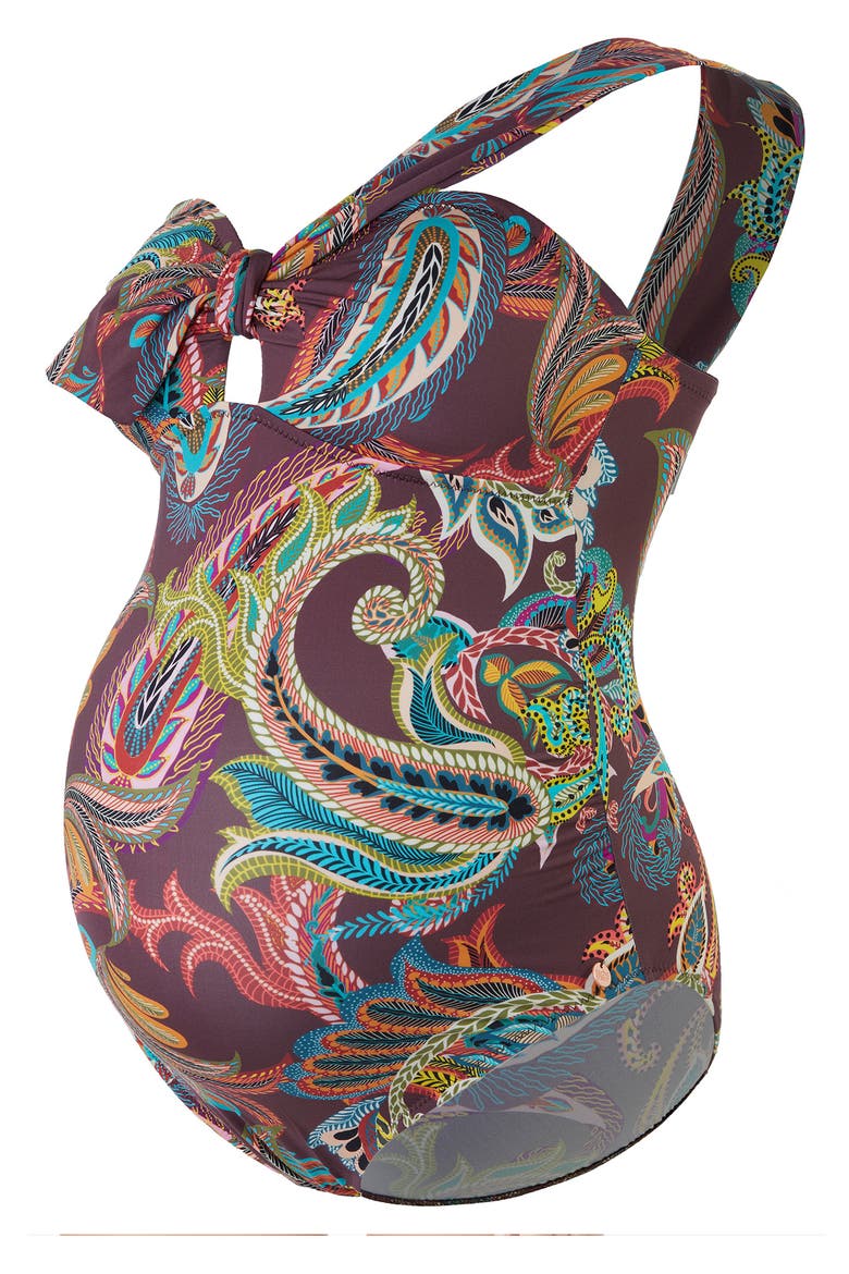 Maternity swimsuit Bandana, Alternate, color, BROWN