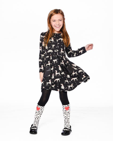 Half Button Jersey Dress Dalmatian (Little Kid & Big Kid)