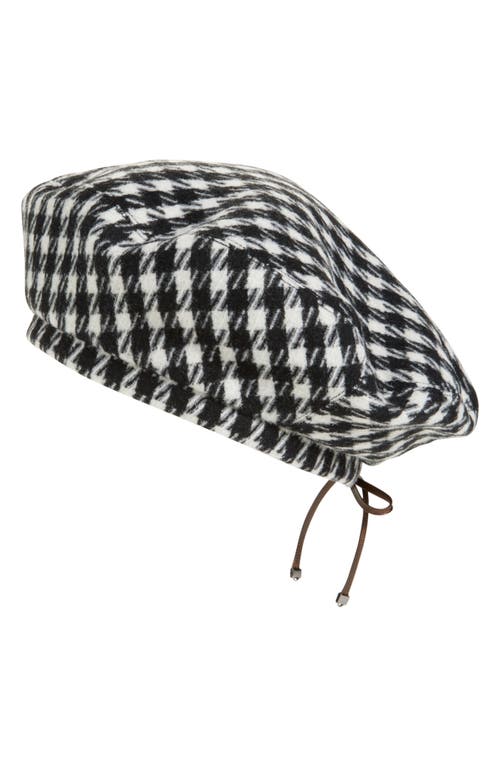 Lost Pattern Houndstooth Beret In Black