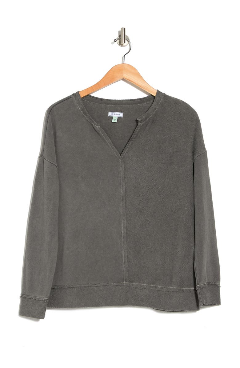 Susina<sup>®</sup> Split Neck Knit Sweatshirt, Alternate, color, 