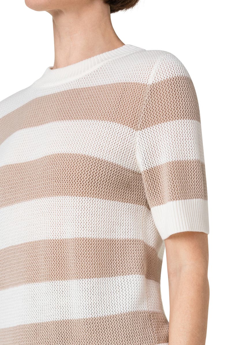 Akris punto Stripe Merino Wool Mesh Sweater, Alternate, color, 