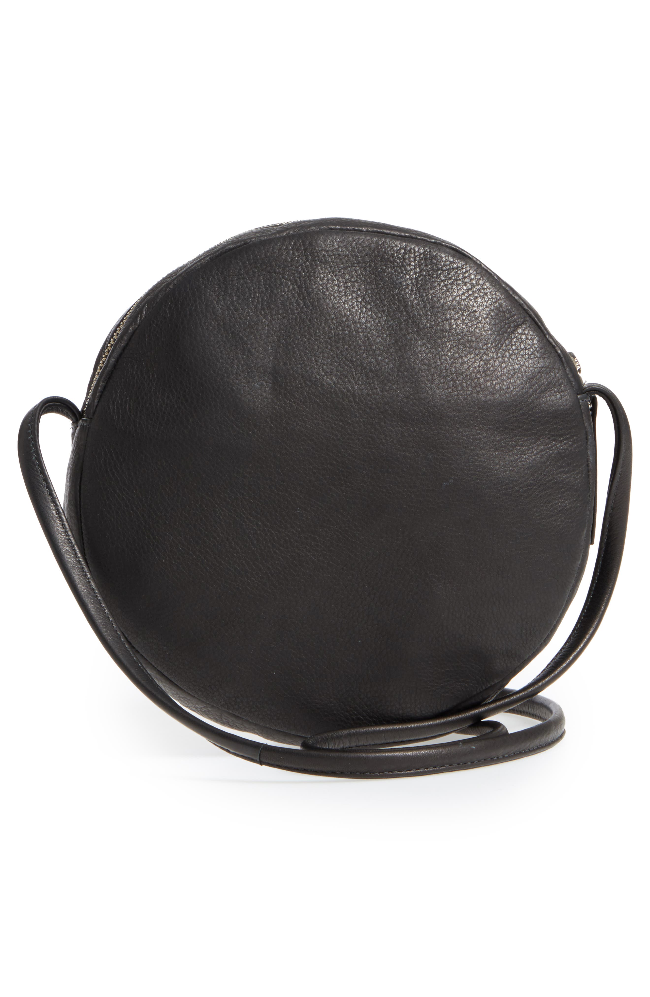 Baggu Circle Calfskin Leather Crossbody Bag, Alternate, color, 