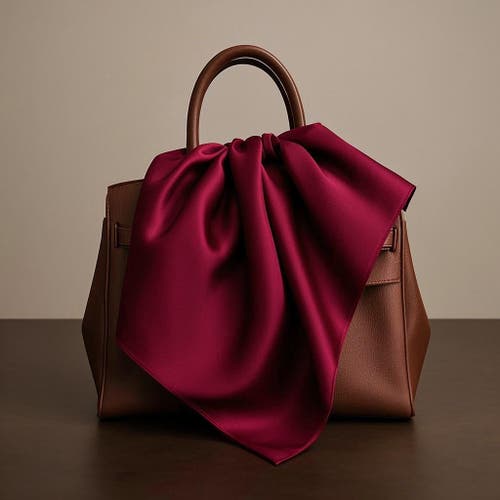 Silksilky Pure Silk Solid Color Square Scarf In Brown