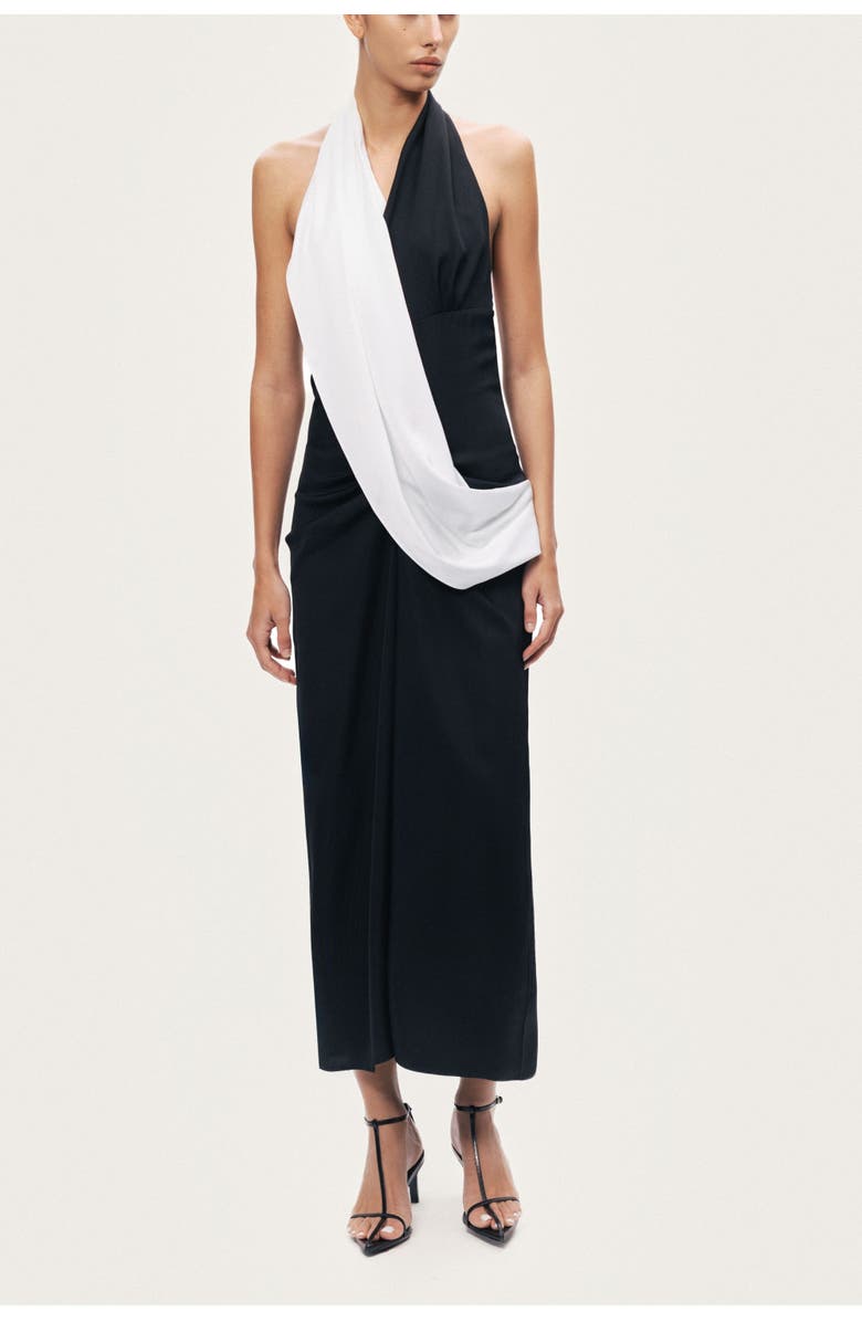 Nocturne Contrast Draped Halter Maxi Dress, Main, color, Multi-Colored