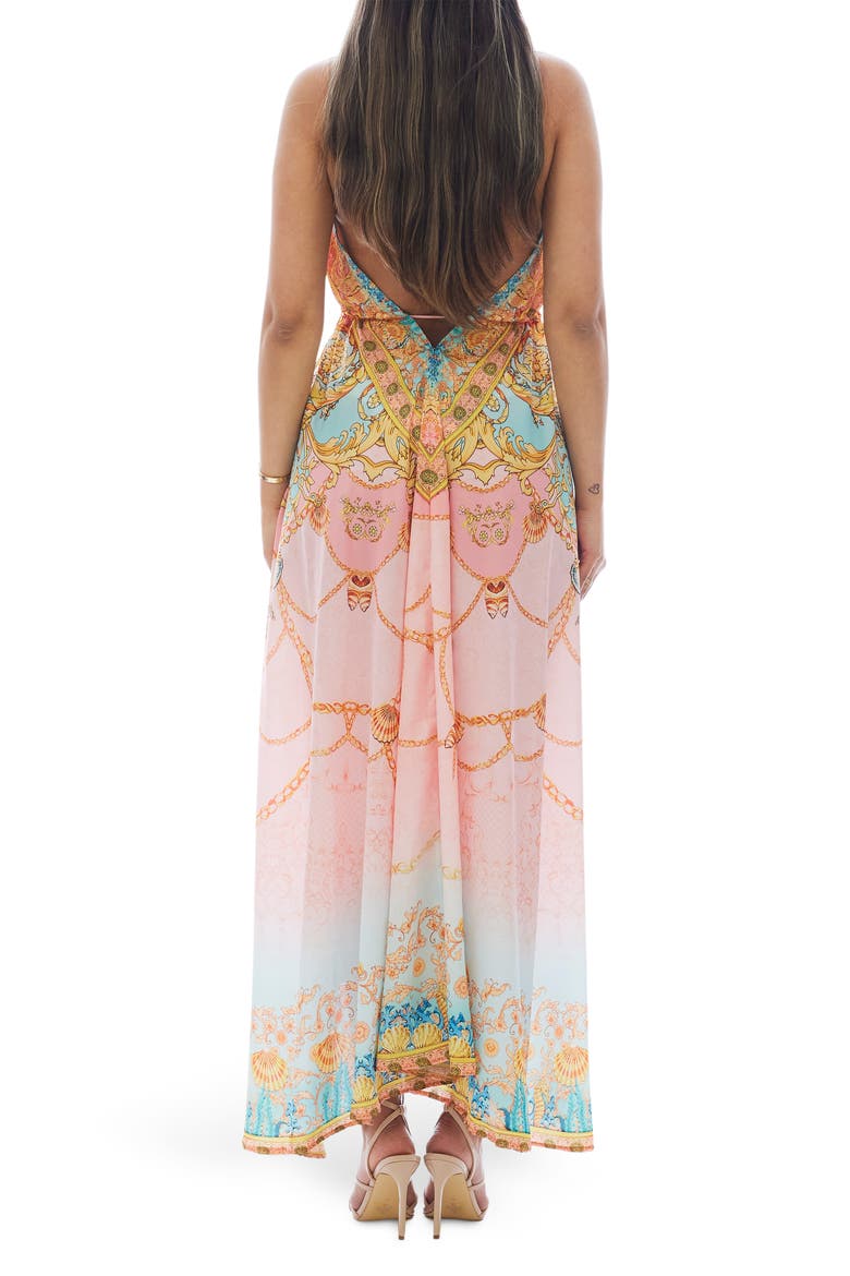 Mixed Print Tassel Handkerchief Maxi Dress, Alternate, color, PINK