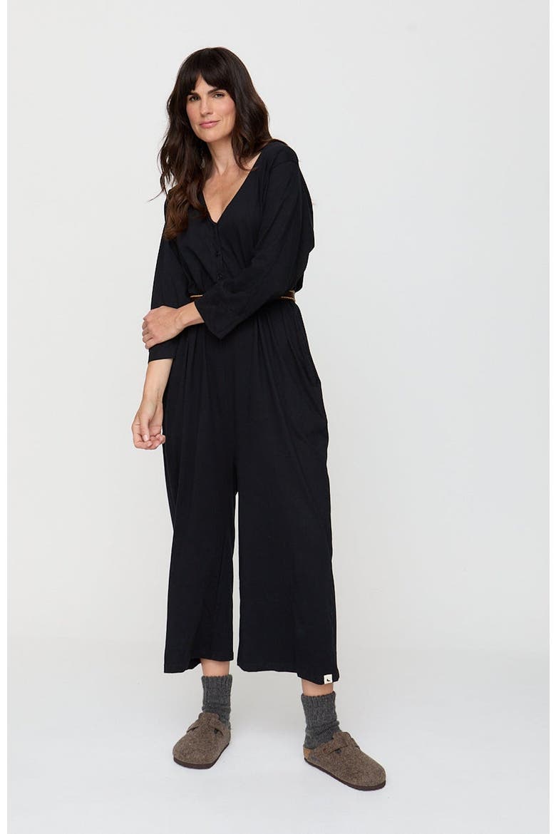 Organic Mai V-Neck Jumpsuit, Main, color, Black