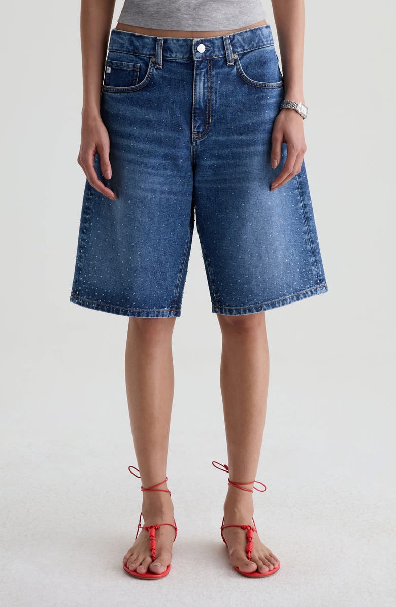 AG Thalia Embellished Denim Bermuda Shorts, Main, color, Silverado Trail