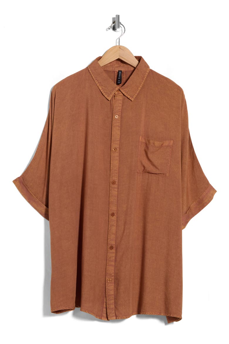 Short Sleeve Button-Up Shirt, Alternate, color, CAPPUCCINO