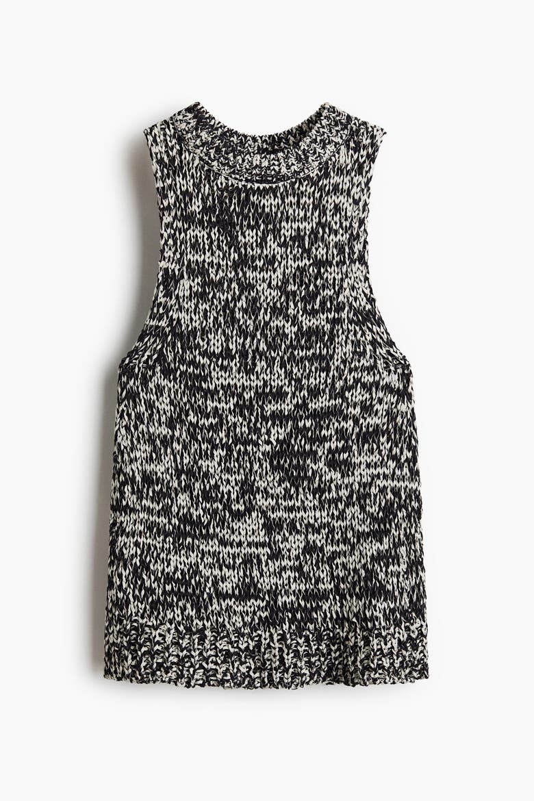 Textured-knit Tank Top, Alternate, color, Black/white melange