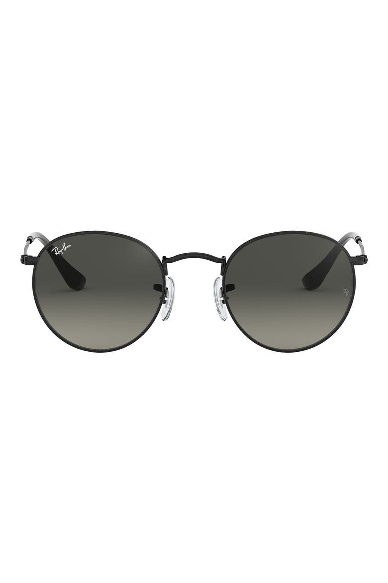 50mm Small Gradient Round Sunglasses, Main, color, BLACK