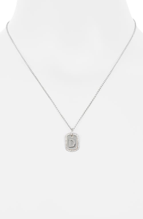 Meshmerise Diamond Initial Dog Tag Pendant Necklace In White-d