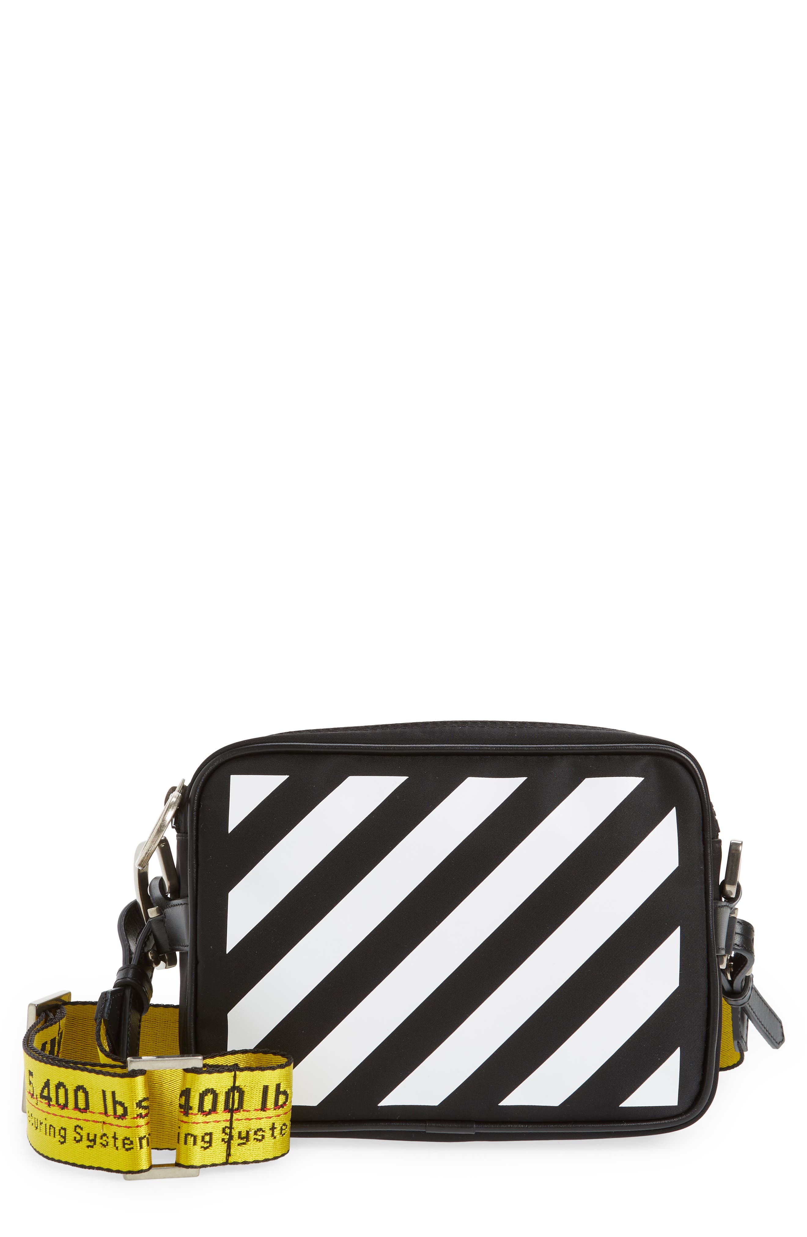 Off-White Binder Diagonal Stripe Nylon Crossbody Bag, Main, color, 