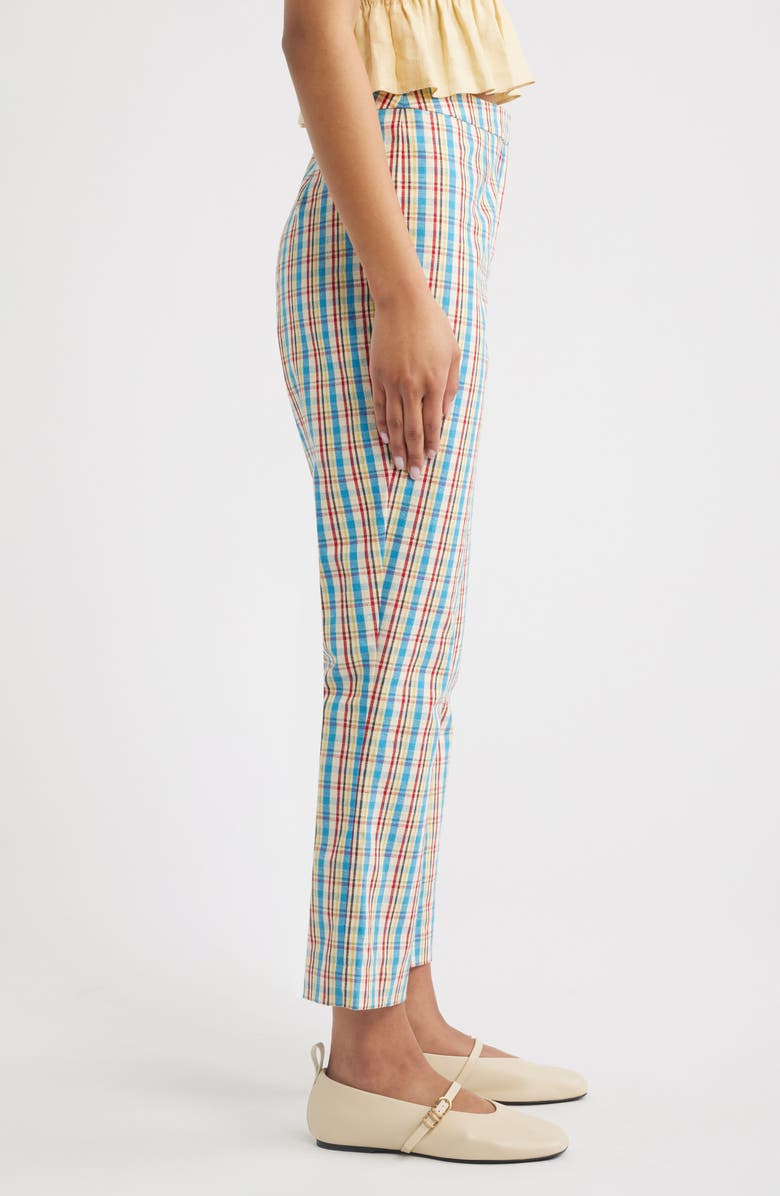 Faithfull the Brand Iria Check Cotton & Linen Capri Pants, Alternate, color, Sofia Check