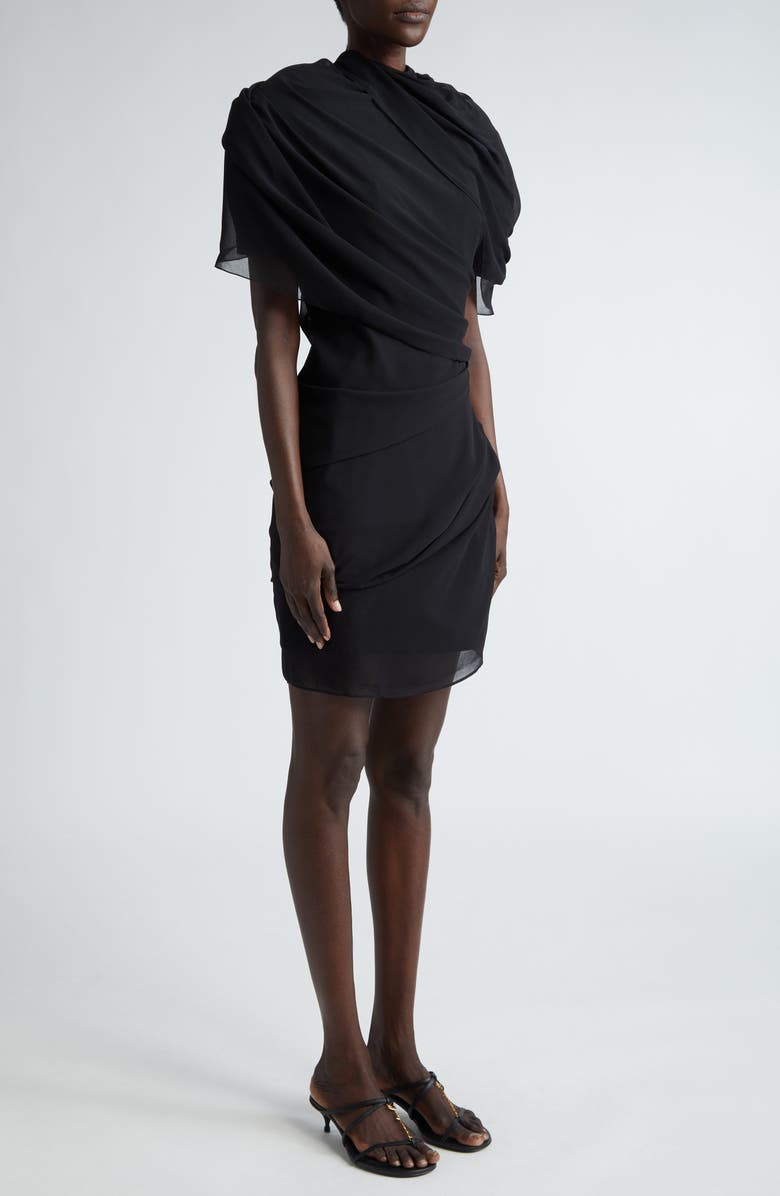 Jacquemus La Robe Castagna Draped Mousseline Dress, Alternate, color, 