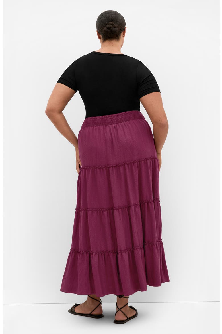 Boho Tiered Maxi Skirt, Alternate, color, POMEGRANATE