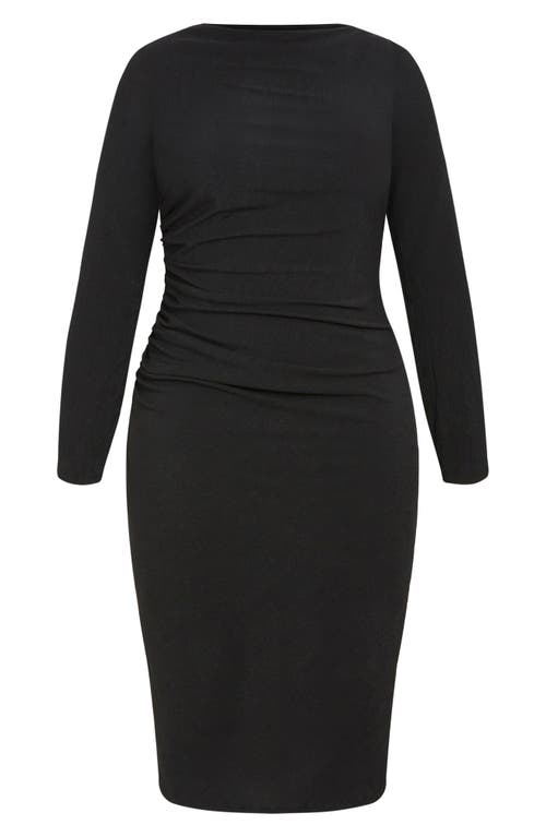 City Chic Kora Long Sleeve Dress In Black